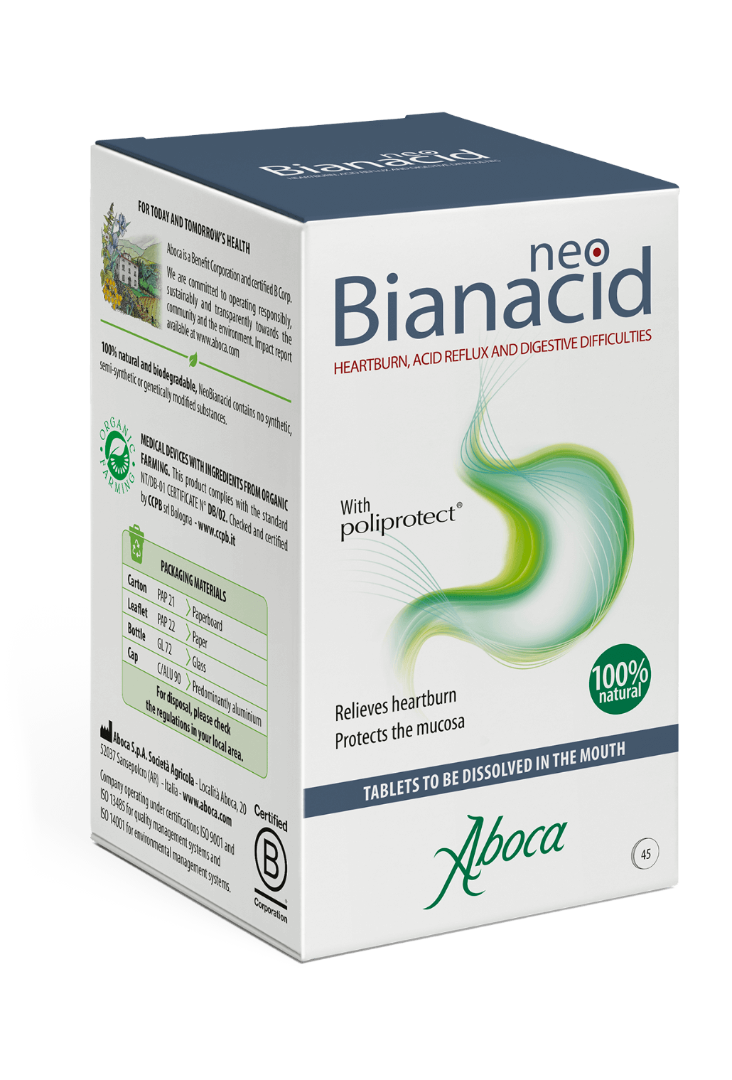 Aboca NeoBianacid Acidity and Reflux - 45 Tablets