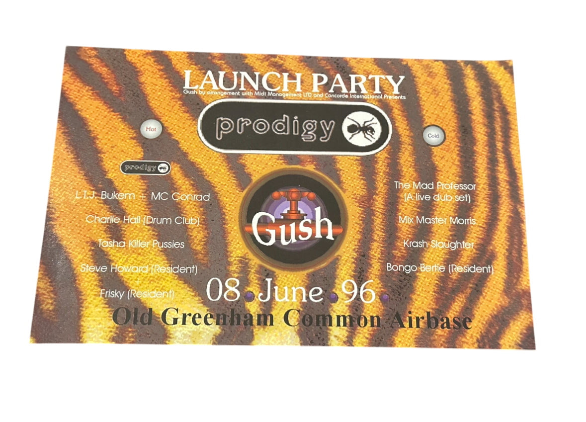 The Prodigy -  Launch Party Flyer 8th June 1996 Old Greenham Common Airbase Rare