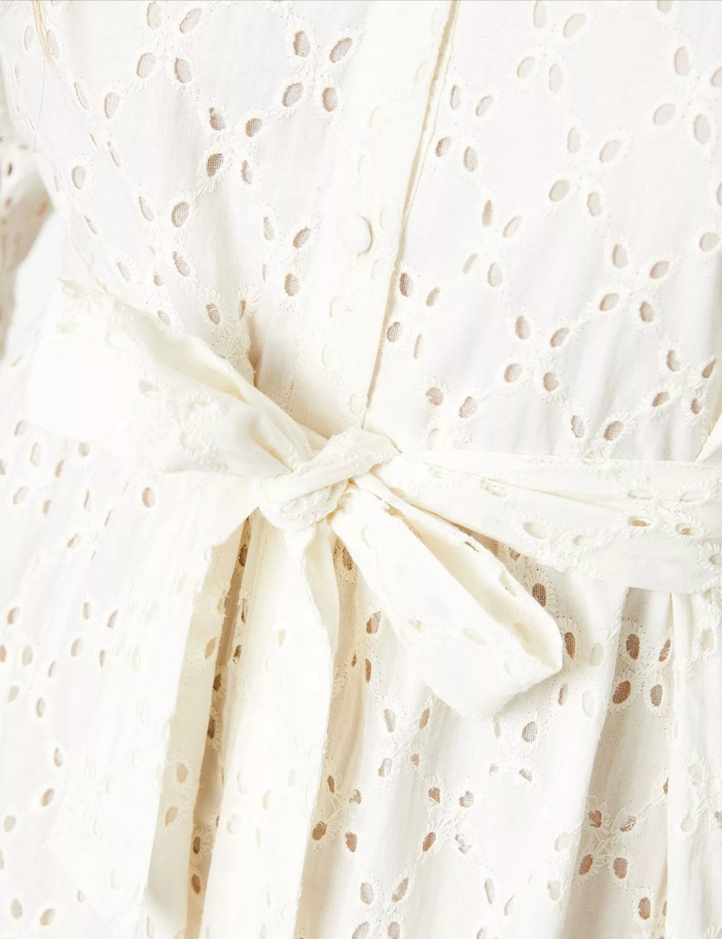 Oasis Broderie Button Through Midi Dress Ivory - Size 12