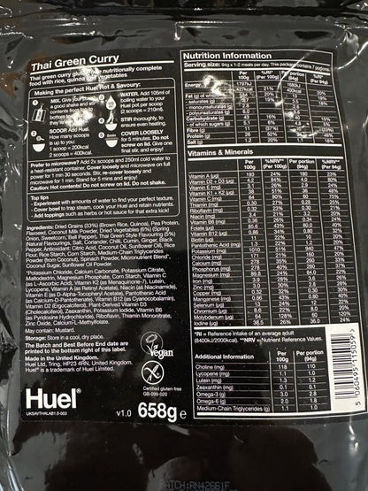 HUEL Hot & Tasty Pouches - Thai Green Curry BNIB