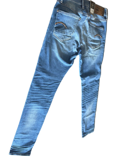 G - Star Mens Revend Skinny Jeans Medium Indigo Aged W30 L34 BNWT