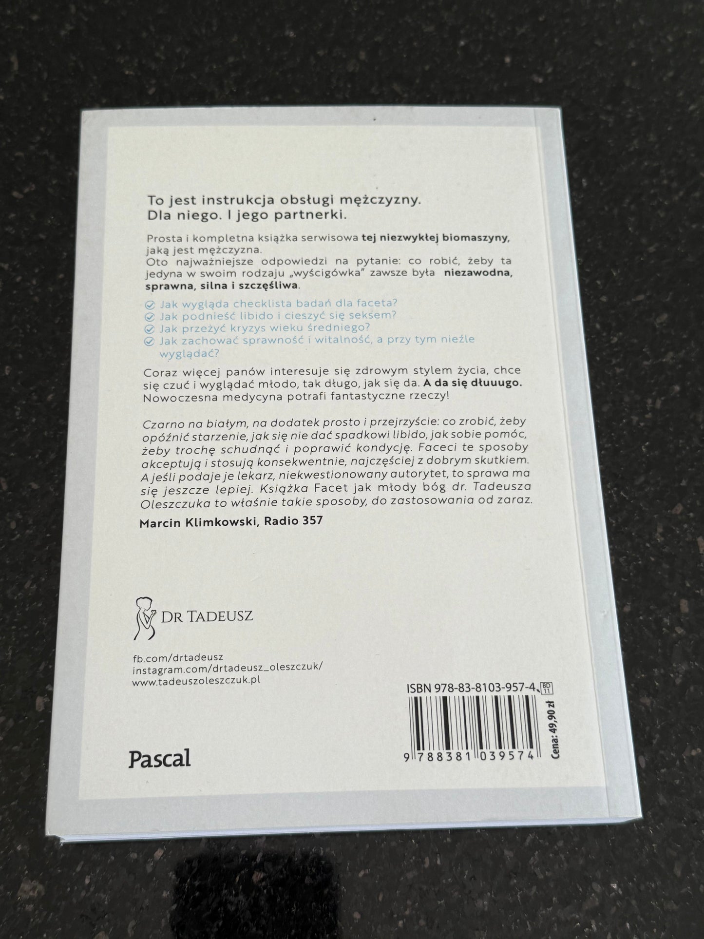 Polish 🇵🇱 Book - Dr. Tadeusz Oleszczuk - Facet Jak Mlody Bog (Bóg)