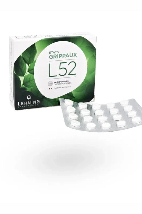 Lehning L52 – Homeopathic Flu & Cold Relief Orodispersible Tablets – 60 Tablets