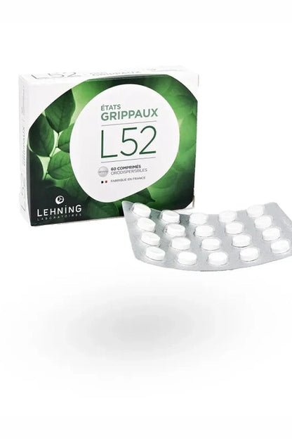 Lehning L52 – Homeopathic Flu & Cold Relief Orodispersible Tablets – 60 Tablets