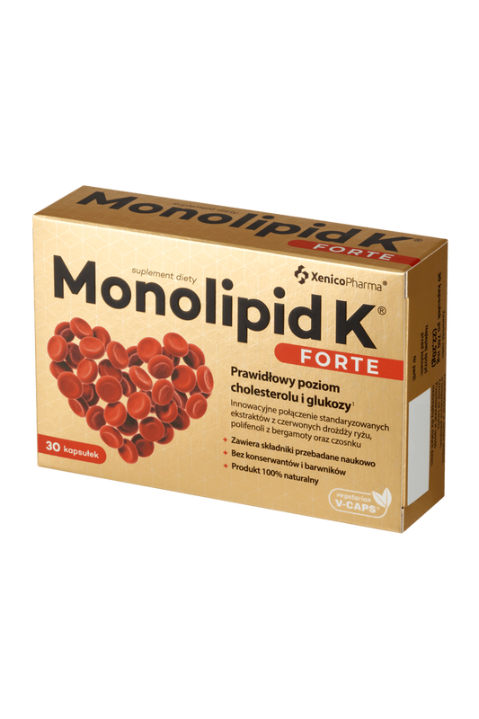 Monolipid K Forte – Red Yeast Rice, Bergamot & Garlic Cholesterol Support – 30 Capsules