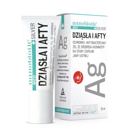 Nanobiotic Med Silver Dziąsła i Afty Żel 15ml – Nanobiotic Med Silver Gums & Mouth Ulcers Antibacterial Gel 15ml