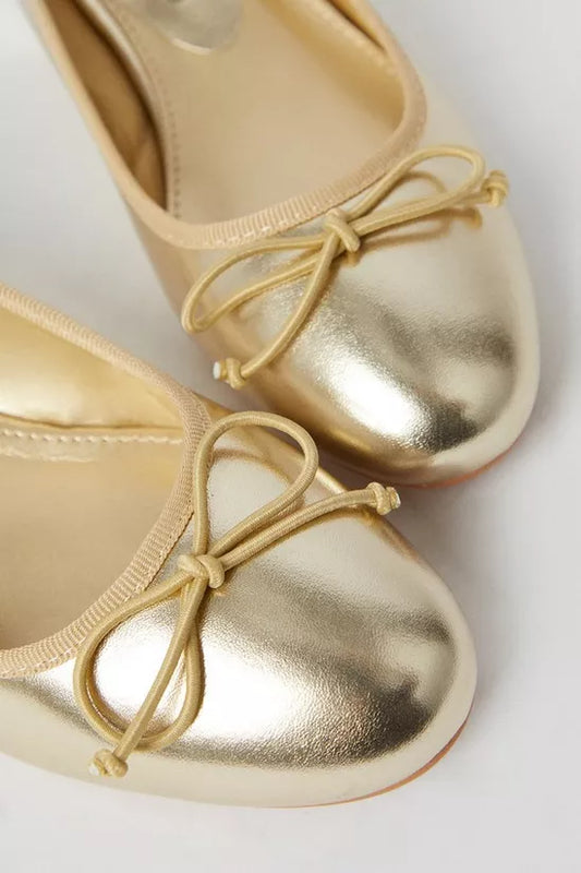 Oasis Gold Veronica Low Heeled Ballerina Pumps/Shoes Size 37 UK-4