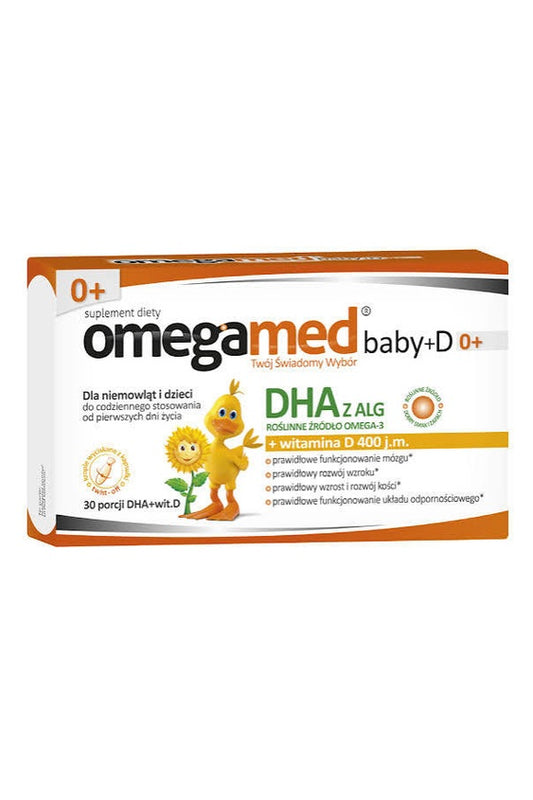 Omegamed Baby+D 0+ DHA z Alg + Witamina D 400 j.m. 60 kapsułek - Expiry 09/2026 – Omegamed Baby+D 0+ DHA from Algae + Vitamin D 400 IU 60 Capsules