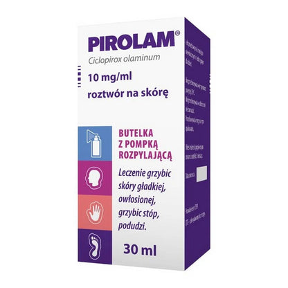 Pirolam Ciclopirox olaminum 10mg/ml roztwór na skórę 30ml – Pirolam Ciclopirox Olamine 10mg/ml Cutaneous Solution 30ml