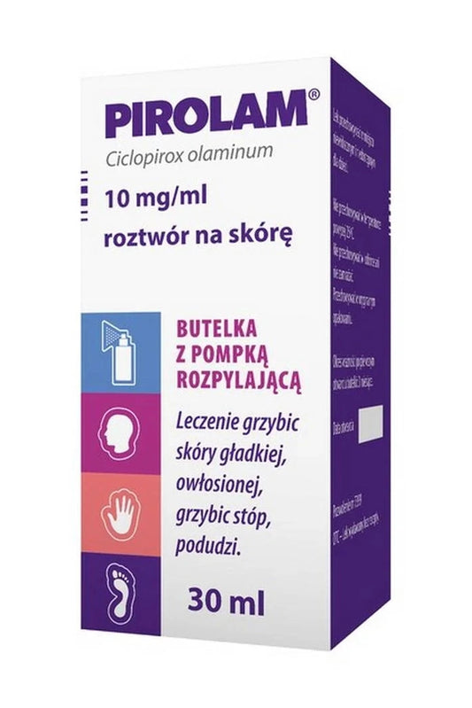 Pirolam Ciclopirox olaminum 10mg/ml roztwór na skórę 30ml – Pirolam Ciclopirox Olamine 10mg/ml Cutaneous Solution 30ml