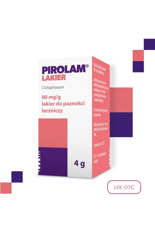 Pirolam Lakier Ciclopiroxum 80 mg/g Grzybica Paznokci 4g – Pirolam Nail Lacquer Ciclopirox 80mg/g Nail Fungus 4g