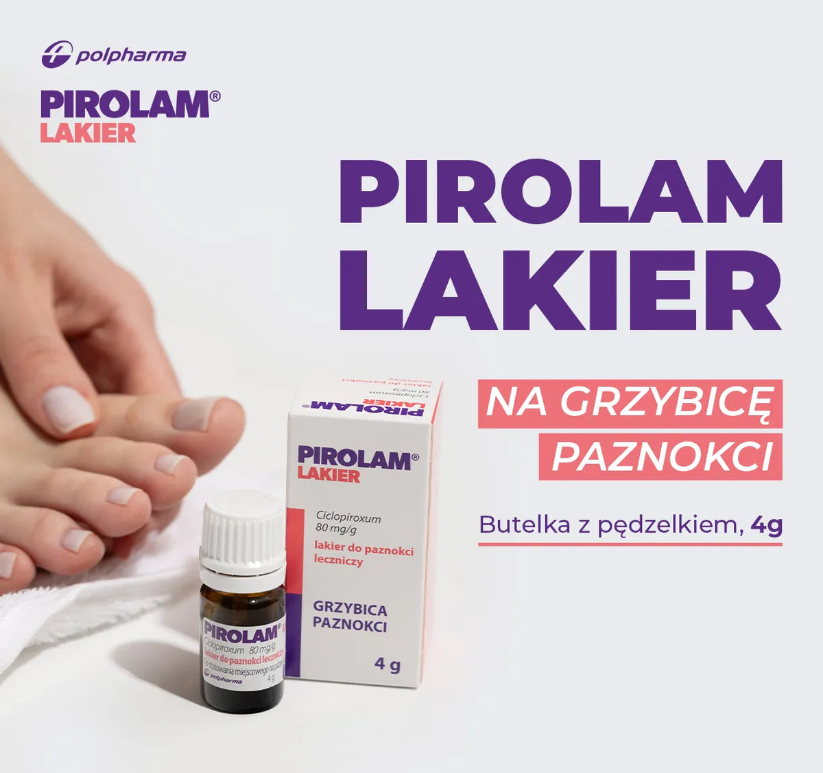 Pirolam Lakier Ciclopiroxum 80 mg/g Grzybica Paznokci 4g – Pirolam Nail Lacquer Ciclopirox 80mg/g Nail Fungus 4g