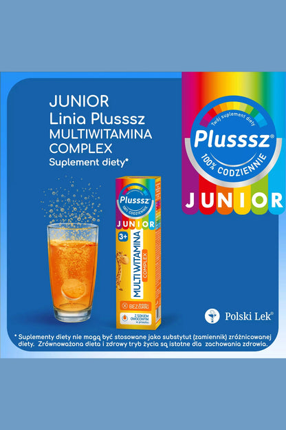 Plusssz Junior Multi Witamina Complex – 10 Vitamin Effervescent Tablets for Children 3+ – Tropical Flavour – 20 Tablets