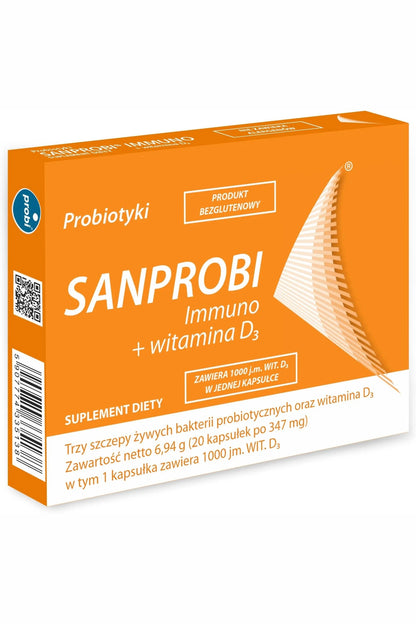 Sanprobi Immuno + witamina D3 20 kapsułek – Sanprobi Immuno + Vitamin D3 20 Capsules