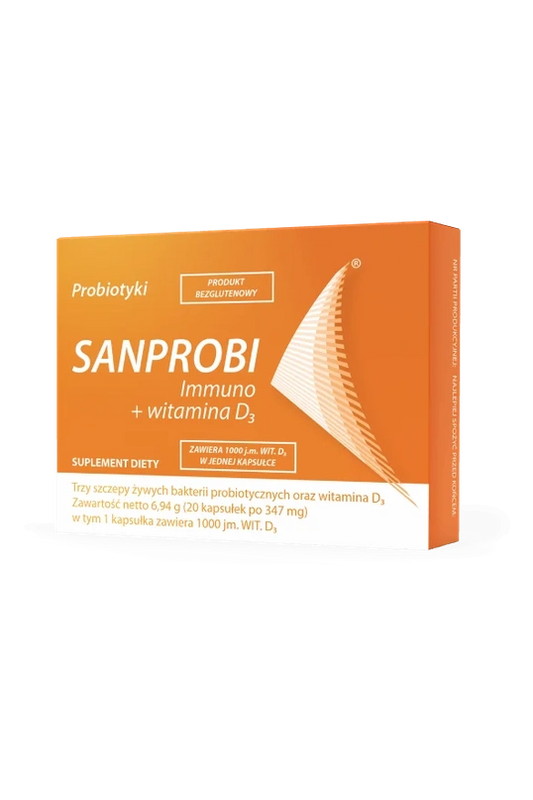 Sanprobi Immuno + witamina D3 20 kapsułek – Sanprobi Immuno + Vitamin D3 20 Capsules