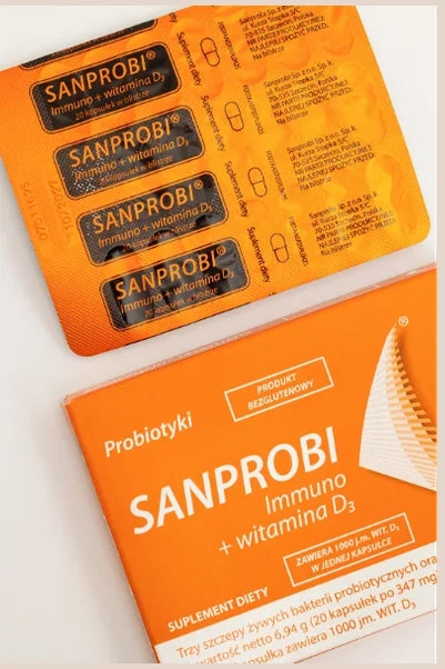Sanprobi Immuno + witamina D3 20 kapsułek – Sanprobi Immuno + Vitamin D3 20 Capsules