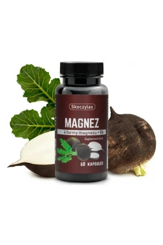 Skoczylas Magnez – 4 Forms of Magnesium + Vitamin B6 & Black Radish – 60 Capsules