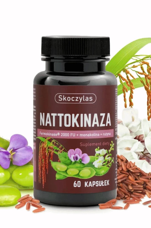 Skoczylas Nattokinaza Fermokinase® 2000 FU + monakolina + rutyna 60 kapsułek – Skoczylas Nattokinase Fermokinase® 2000 FU + Monacolin + Rutin 60 Capsules