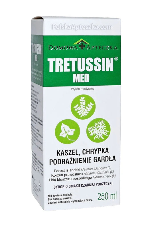 Tretussin Med Syrop Kaszel Chrypka Podrażnienie Gardła 165ml – Tretussin Med Cough Hoarseness Throat Irritation Syrup 165ml