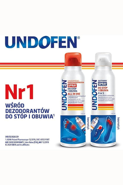 Undofen Active ALL IN ONE Foot & Shoe Antiperspirant Spray with Tea Tree Oil – 150ml
