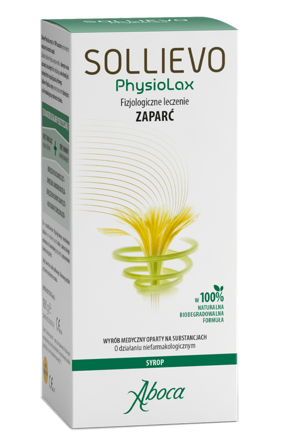 Aboca Sollievo PhysioLax Syrup – Natural Constipation Relief Syrup with Senna, Chicory & Apple – 180g