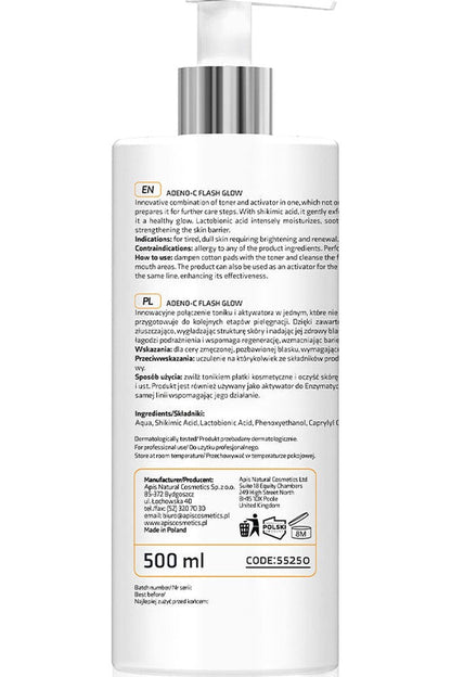 Apis ADENO - C Flash Glow Illuminating Toner & Activator 2 - in - 1 | 500ml - My Health Oasis