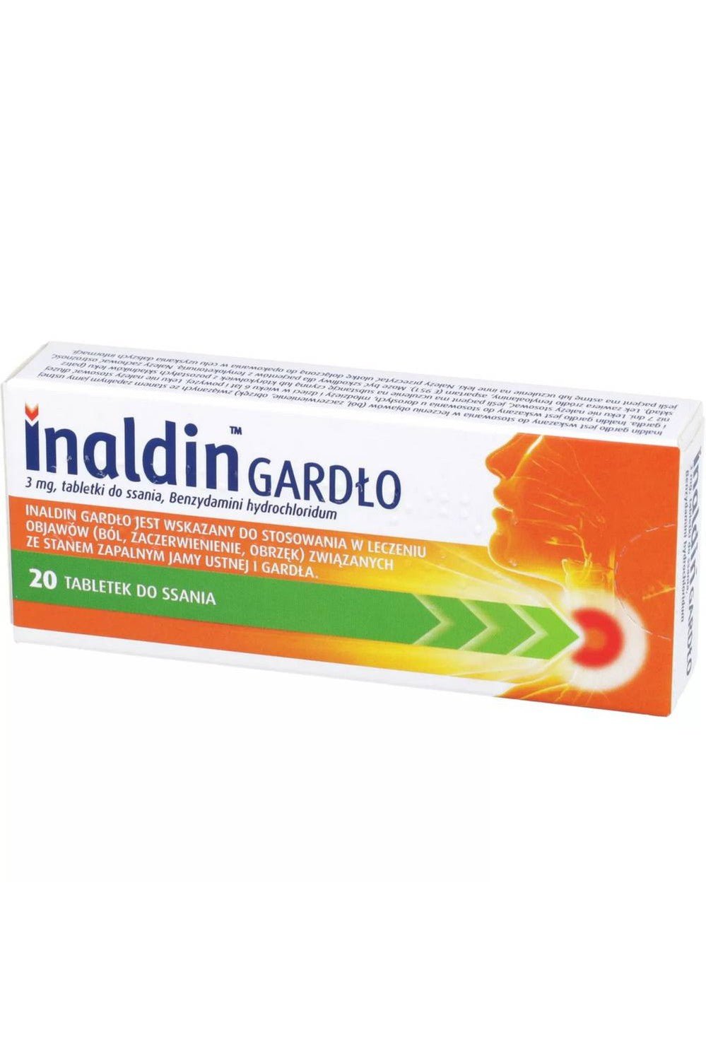 Inaldin Gardło – Benzydamine 3mg Sore Throat Lozenges – 20 Lozenges - My Health Oasis