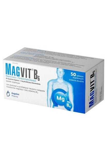 MagVit B6 – Magnesium Lactate & Vitamin B6 Enteric - Coated Tablets – 50 Tablets - My Health Oasis
