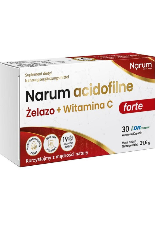 Narum Acidofilne Żelazo + Witamina C - 30 Capsules - My Health Oasis