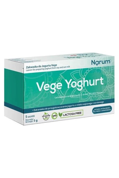 Narum Vege Yoghurt – Vegan Probiotic Starter Culture for Soy & Oat Milk – 5 Sachets (Makes 5L) - My Health Oasis