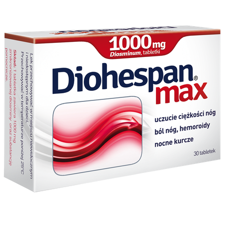 Diohespan max 1000 mg, 60 tabletek Diosminum – Diohespan max 1000 mg, 60 Tablets Diosmin