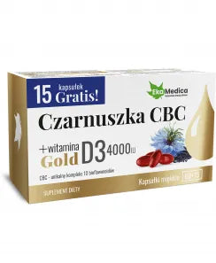 EkaMedica Czarnuszka CBC Gold + witamina D3 4000 IU Kapsułki miękkie 60+15 szt. – EkaMedica Black Seed CBC Gold + Vitamin D3 4000 IU Soft Capsules 60+15
