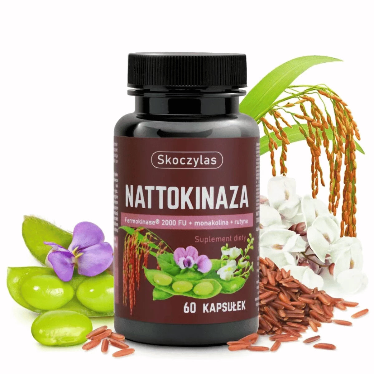Skoczylas Nattokinaza Fermokinase® 2000 FU + monakolina + rutyna 60 kapsułek – Skoczylas Nattokinase Fermokinase® 2000 FU + Monacolin + Rutin 60 Capsules