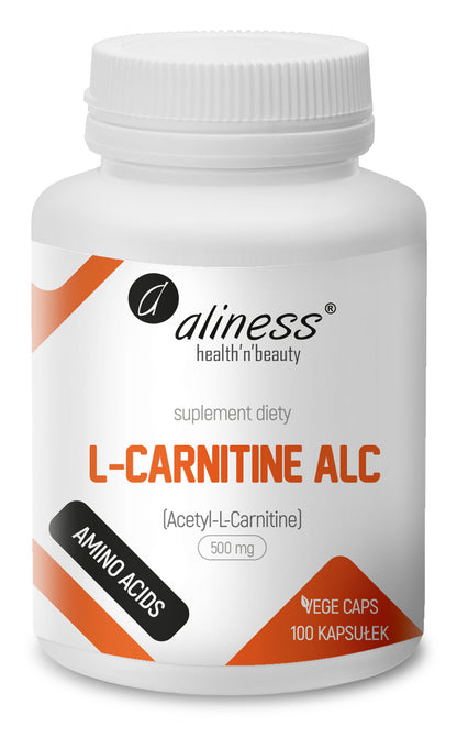 Aliness L-Carnitine ALC (Acetyl-L-Carnitine) 500mg 100 kapsułek – Aliness L-Carnitine ALC (Acetyl-L-Carnitine) 500mg 100 Capsules