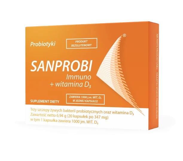 Sanprobi Immuno + witamina D3 20 kapsułek – Sanprobi Immuno + Vitamin D3 20 Capsules