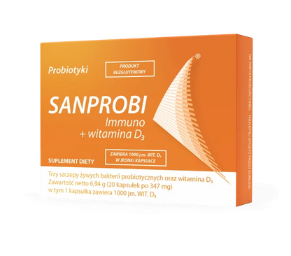 Sanprobi Immuno + witamina D3 20 kapsułek – Sanprobi Immuno + Vitamin D3 20 Capsules