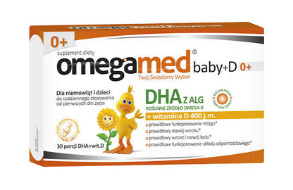 Omegamed Baby+D 0+ DHA z Alg + Witamina D 400 j.m. 60 kapsułek - Expiry 09/2026 – Omegamed Baby+D 0+ DHA from Algae + Vitamin D 400 IU 60 Capsules