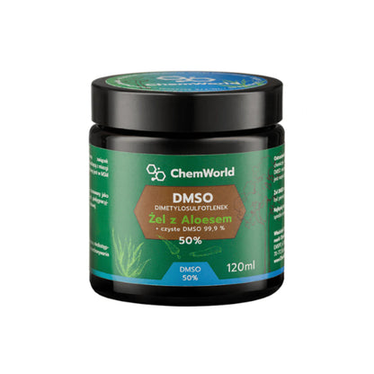 ChemWorld DMSO Dimetylosulfotlenek Żel z Aloesem + czyste DMSO 99,9% 50% 120ml – ChemWorld DMSO Dimethyl Sulfoxide Aloe Vera Gel + Pure DMSO 99.9% 50% 120ml