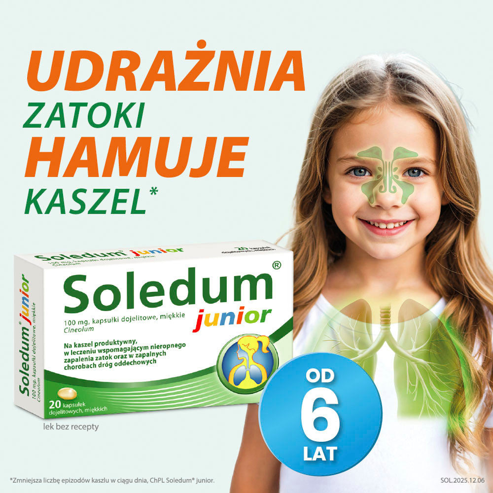 Soledum Junior 100 mg kapsułki dojelitowe miękkie 20 szt. – Soledum Junior 100 mg Soft Gastro-Resistant Capsules 20 caps