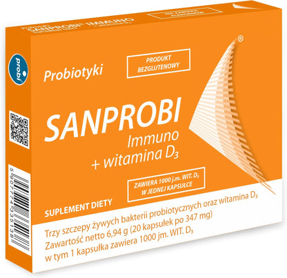 Sanprobi Immuno + witamina D3 20 kapsułek – Sanprobi Immuno + Vitamin D3 20 Capsules