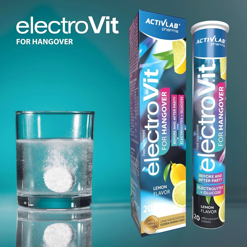 ActivLab Pharma ElectroVit Na Kaca Smak Cytrynowy 20 Tabletek Musujących – ActivLab Pharma ElectroVit Hangover Lemon Flavour 20 Effervescent Tablets