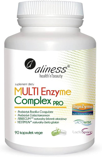Aliness Enzyme Complex PRO Roślinne Enzymy Trawienne 90 kapsułek vege – Aliness Enzyme Complex PRO Plant Digestive Enzymes 90 vege capsules