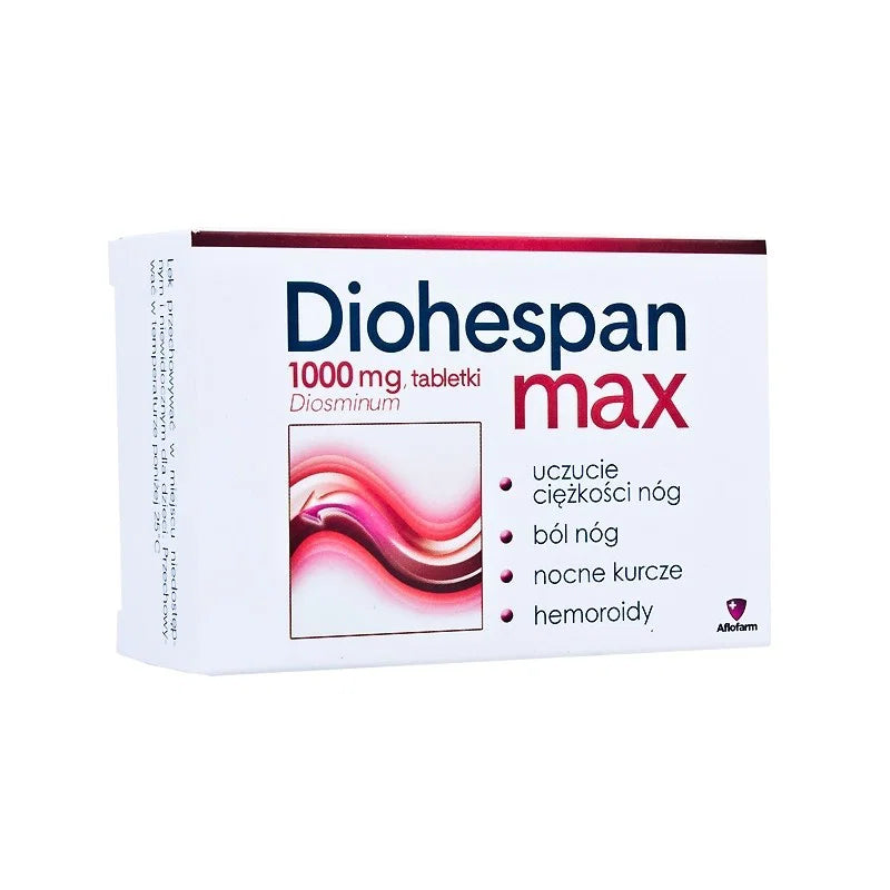 Diohespan max 1000 mg, 60 tabletek Diosminum – Diohespan max 1000 mg, 60 Tablets Diosmin