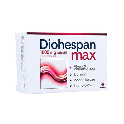 Diohespan max 1000 mg, 60 tabletek Diosminum – Diohespan max 1000 mg, 60 Tablets Diosmin