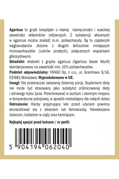 Yango Agaricus Blazei Murill - 90 Capsules 450mg - My Health Oasis