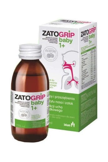 ZatoGrip Baby, syrop dla dzieci powyżej 1 roku, smak malinowy, 120ml - My Health Oasis