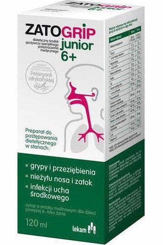 ZatoGrip Junior 6+ – African Pelargonium & Elderberry Immunity & Respiratory Syrup – 120ml - My Health Oasis