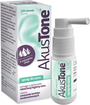 AKUSTONE Spray - 15 ml - Woskowina uszna - Zatyczki woskowinowe